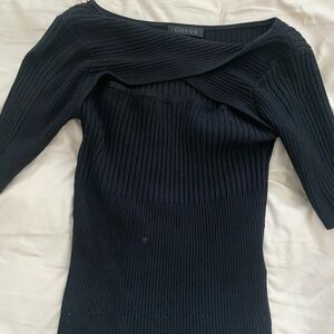 Vintage Y2K GUESS Off-the-Shoulder Black Sweater